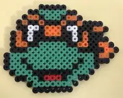 Teenage Mutant Ninja Turtles Michelangelo TMNT Perler Bead Art Handmade 4"x3"
