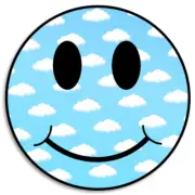 Cloudy Sky Smiley Face - 100 Pack Circle Stickers 3 Inch - Blue Happy Smile