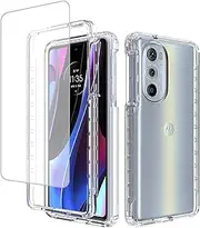 [Zoeirc] Case for Moto Edge+ 2022/Edge 30 Pro/Edge X30 XT2201-1 Case with Tempered Glass Screen Protector, Soft 360 Full Body Shockproof Crystal Clear Case Cover for Motorola Moto Edge Plus 2022 (Clear)
