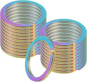 uxcell 20pcs Split Keychain Rings, 32mm Round Flat Keyrings Stainless Steel Open Key Chain Ring Dog Tag Rings for DIY Keychain Craft Lanyard, 2.4mm Thick, Rainbow