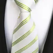 Tie, Silver Grey, Green Stripe, Silk tie, Man Business tie Silk Ties