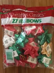 BAG OF 27 CHRISTMAS CLASSIC LARGE STAR BOWS SELF STICK MADE IN USA