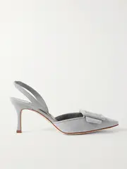 [Manolo Blahnik] Manolo Blahnik - Maysli 70 Buckled Suede Slingback Pumps - Light gray - IT40 IT 40 Gray