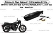 Black Rumbler Max Exhaust SS For "Royal Enfield Hunter/Meteor/New Classic 350" (for: Royal Enfield)