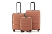 3pc Tosca Comet Polypropylene Hard Shell Travel Luggage/Suitcase Set Mocha