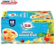 Dole Fruit Bowls Snacks Cherry Mixed Fruit in 100% Juice Snacks, 4 oz 12 Cups