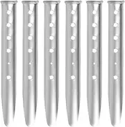 TRIWONDER Tent Stakes Pegs for Snow Sand Beach Canopy Heavy Duty Ground Anchor Stakes Tent Nail Aluminum U-Shaped Camping Hiking Backpacking 6Pcs (Silver - U-Shaped - 12.2 Inches)
