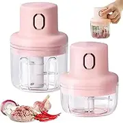 Skypicnic Wireless Food Chopper, Electric Garlic Chopper Cordless, Portable Rechargeable Mini Food Processor, with Container, for Meat, Onion, Chili, Spice, Fruit (mix)