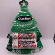 Chapstick Christmas Holiday Tree Lip Balm Candy Cane Peppermint 4 pk/0.75oz
