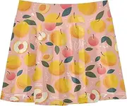 [FRODOTGV] Yellow Peaches Misty Rose Girls Athletic Skort with Built in Shorts Golf Skirt for Toddler Girl Kids Pleated Tennis Skirt