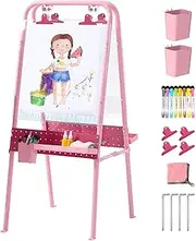FUNLIO Double-Sided Outdoor Kids Easel with 2 Acrylic Board - Pink