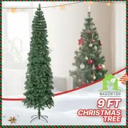 9FT Pencil Christmas Tree Artificial Green Branches Xmas Holiday Slim Decoration