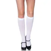 White Opaque Knee High Socks - Adult One Size