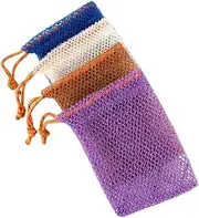 FRCOLOR Set of 4 Exfoliating Soap Bags Foaming Net Mesh Sturdy Nylon Quick Dry Outdoor Soap Bar Scrubber Pouch