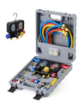 OMT 4 Way Diagnostic Manifold Gauge Set for R1234yf R404a R134a Refrigerant