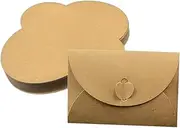 WYAN 50 Pcs Heart Clasp Envelopes,Kraft Paper Love Buckle envelopes,Vintage Mini DIY Heart Closure Envelopes,for Gift Cards, Invitations, Holidays, Birthday Cards(Brown)