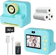 Instant Print Camera for Kids,2.4 Inch Screen Kids Instant Cameras, Christmas Birthday Gifts Portable Kid’s Toy for Girls Boys Age 3-12 Years (Green)