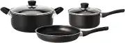 HUDSON Pots and Pans Set Nonstick Black Cookware Sets, 5 Pcs Set W/Frying Pan, P