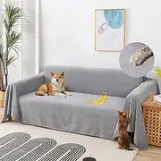 [Osunnus] Waterproof Sofa Cover for Pets Water Resistant Sectional Couch Cover Washable Scratch Proof Sofa Slipcover Furniture Protector for Dogs Cats, Light Gray 71" x 118"