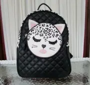 Luv Betsey Johnson Kitsch Backpack Leopard Cat Small Bag Purse Black White NWT
