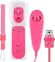 OSTENT Motion Sensor Remote Controller + Wired Nunchuck Combo Compatible for Nintendo Wii Console Color Pink