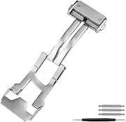 [ACAECMGGFP] 22mm Solid Stainless Steel Clasp Folding Buckle With Tools Silver Fit For Hublot Big Bang Watch Men's Silicone Leather Strap Buckle Watch clasp