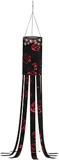 Halloween Garden Red and Black Roses Windsock Lights Halloween Lighted Windsock for Patio Yard Pathway Party Decor