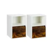Costway 2x Bedside Tables Wooden w/Storage Shelf, White