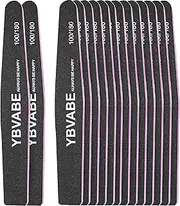 YBVABE Nail Files 100/180 Grit - 15Pack for Precision Nail Shaping and Professional Salon Quality Black Double Sided Emery Boards, Professional Rhombus-Shaped Grit Nail File for Manicure and Pedicure Tool