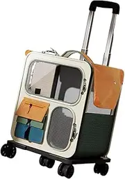 JISADER Rolling Cat Carrier Backpack Trolley Case Portable with Wheels Handbag for Puppy Small Dogs Camping Outdoor Traveling
