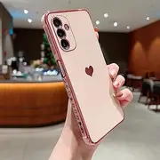 Compatible with Samsung Galaxy A13 5G Case,Love Heart Pattern Electroplated Design Soft TPU Shockproof Protective Phone Case Full Camera Lens Protection Cover for Samsung Galaxy A13 5G-Pink