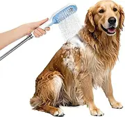 SR SUN RISE Dog Shower Wand Attachment with 4 Adjustable Spray Patterns for Indoor/Outdoor Use, Pet Shower Hose for Easy Installation, Dog Shower Brush for Bathing and Grooming, Blue/White