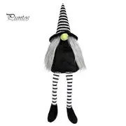Halloween Gnome Doll Handmade Striped Hat Long Dangling Legs Faceless Elf Decoration Plush Dwarf Toy Fall Festival Party Desktop Ornament