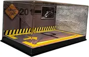 1/24 Diecast Car Display Case, Parking Lot Scene Display with LED, Diecast Wheels Display Case for Toy Cars, Black