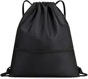 Drawstring Bag, Waterproof Drawstring Bag for Sports and Fitness, Swimming Bag for Men, Women and Children, String Bag With Zipper