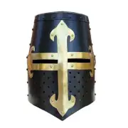 Knights Templar Brass Trimmed Crusader Practice Helmet Without Liner | Black