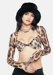 [Edikted] Keri Leopard Mesh Bra Top