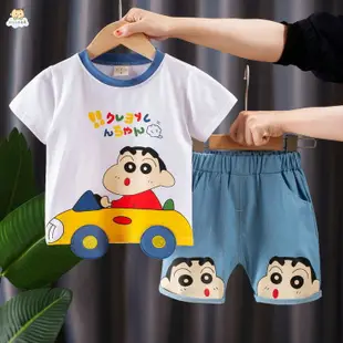 中小童裝 兒童短袖套裝 男童夏裝套裝寶寶短袖韓版卡通兩件套0-5歲中小童夏季薄款小童裝1