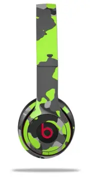 Skin Wrap for Beats Solo Wireless 2 3 4 Old School Camo Lime Green SKIN ONLY
