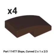 NEW LEGO Parts DARK BROWN 11477 Slope, Curved 2 x 1 (Lot of 4) 6046943