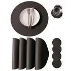 Wipeable Placemats and Coasters Leather Table Mats Waterproof set of 4 Gray