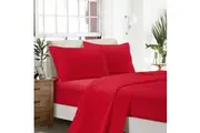 Super Soft Super King Size Bed Soft Flat & Fitted Sheet Set Red