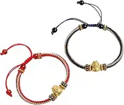 [QSAENHA] Golden Dragon Bracelet Gold-Filled Pure Silver Dragon Talisman for 2024 Zodiac Animal Red Cord Amulet Luxurious Vacation Jewelry Success Prosperity Good Fortune Bracelet/1981