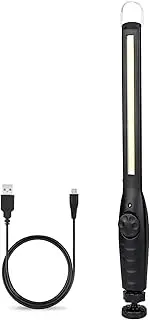 Vagocom Rechargeable Work Light,LED COB Magnetic Inspection Lamp Torch with Adjustable Brightness,360°Swivel,Hook for Mechanic,DIY,Emergency,Garage(Black)