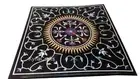 Classy Dining Table Top Inlaid with Antique Design Marble Patio Table 36 Inches