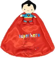 Kids Preferred DC Comics Superman Lovey Security Blanket, Soft Huggable Dark Knight Plush Lovey Toy for Baby and Infant Boys and Girls, Textured Blanket with Satin Super Hero to Do List