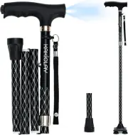 Baston Plegable Con Luz Led Para Hombres Y Mujeres, Plegable Y Ajustable