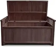[AUSWAY] Outdoor Storage Box Wooden Garden Bench Toy Tool Cabinet Patio Bin Deck Outside Container