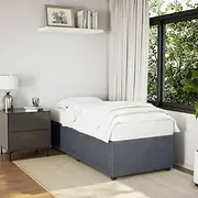 vidaxl Velvet King Single Bed Frame - Dark Grey - Stylish Modern Bedstead with slats for Optimal Support - Perfect for Bedroom Comfort and Decor - Assembly Required