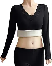 [Generic] Thermal Underwear Women Women's German Velvet Seamless Thermal Underwear Solid Color Slim Bottom Outer Wear Thick Warm Long Sleeves Top with Chest Pad Heat Tech Shirt Women